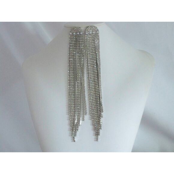 Rhinestone shoulder duster bridal MOB prom party formal evening earrings - Picture 1 of 5